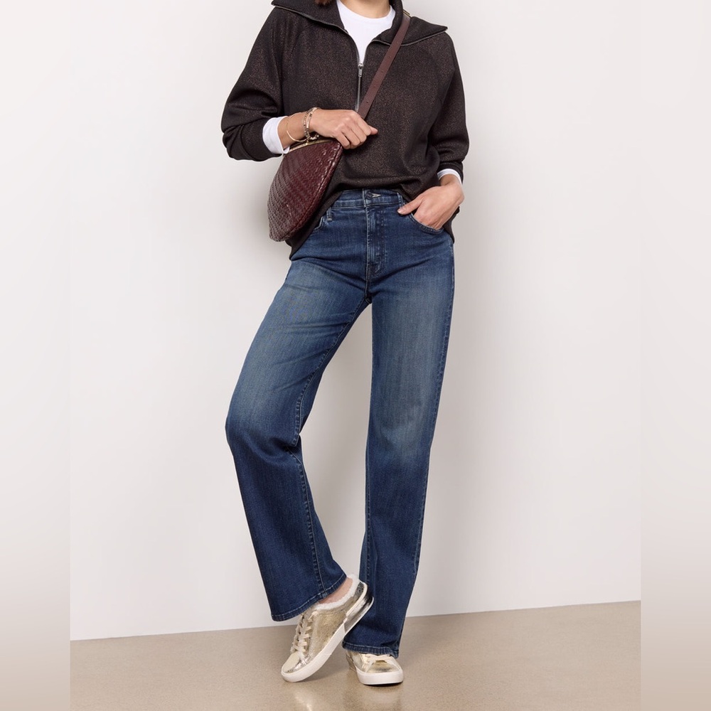 MOTHER Women's Straight Leg Jeans - Dark Blue - Picture 3 of 17